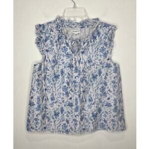 Bailey 44 blue white floral toile sleeveless blouse - small